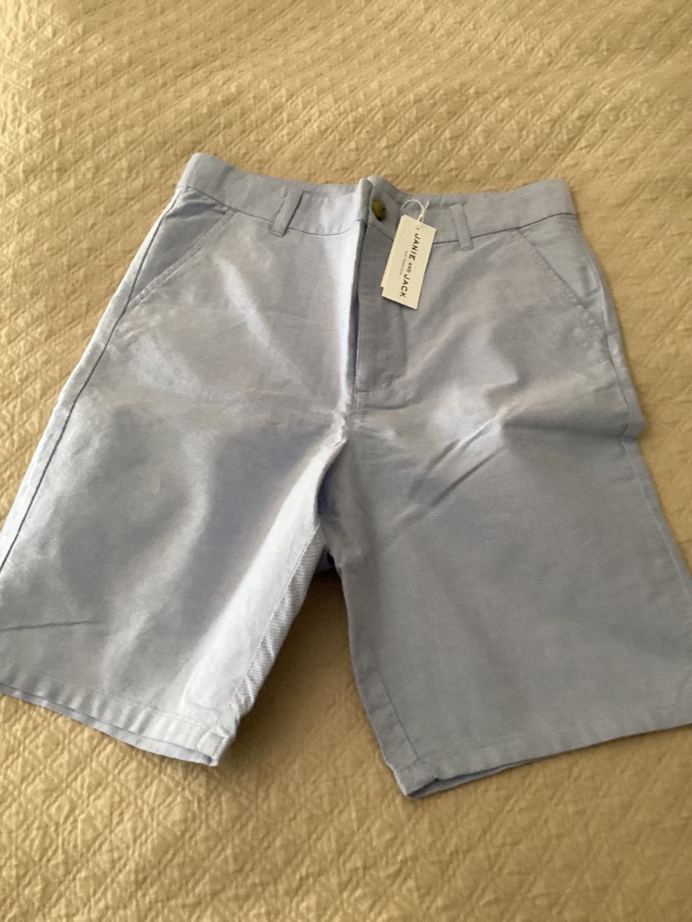 Janie and Jack nwt size 18 blue blended linen cotton Oxford short